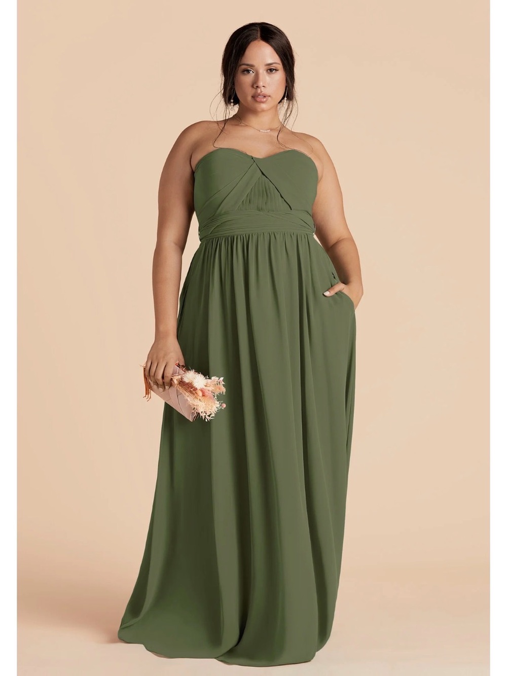 Birdy Grey Grace Olive Green Chiffon Convertible Maxi Dress